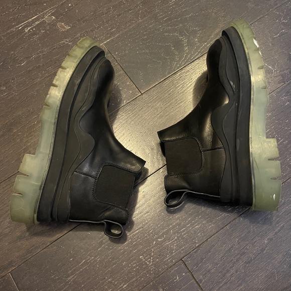 Bottega Veneta Tire Ankle Leather Rubber Chunky Black Chelsea Boots Biker 37 - Picture 8 of 12